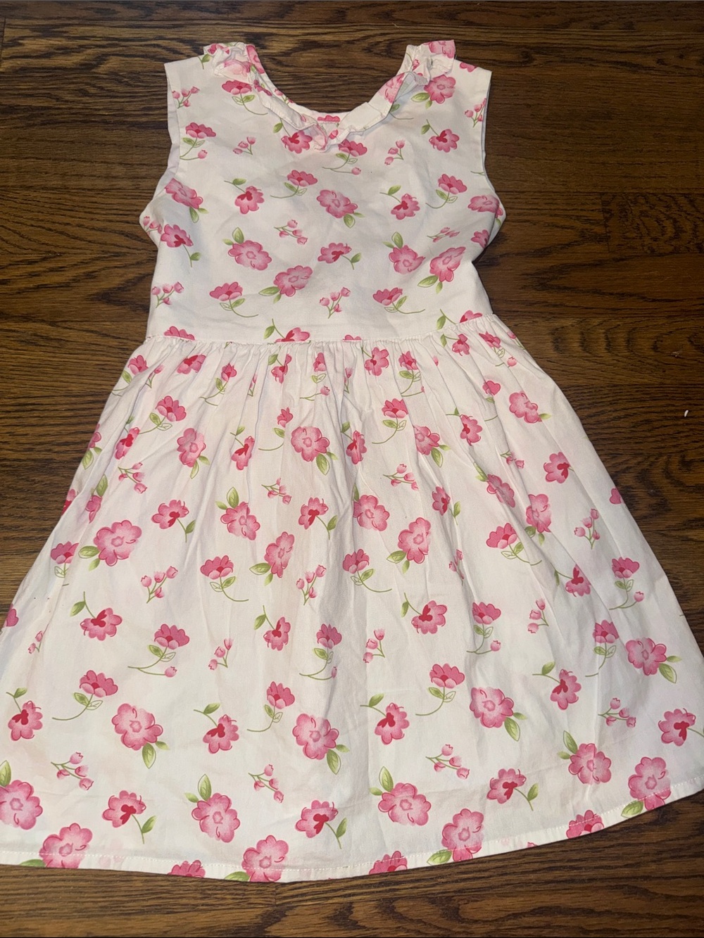 Little English White Dress with Pink Floral Print